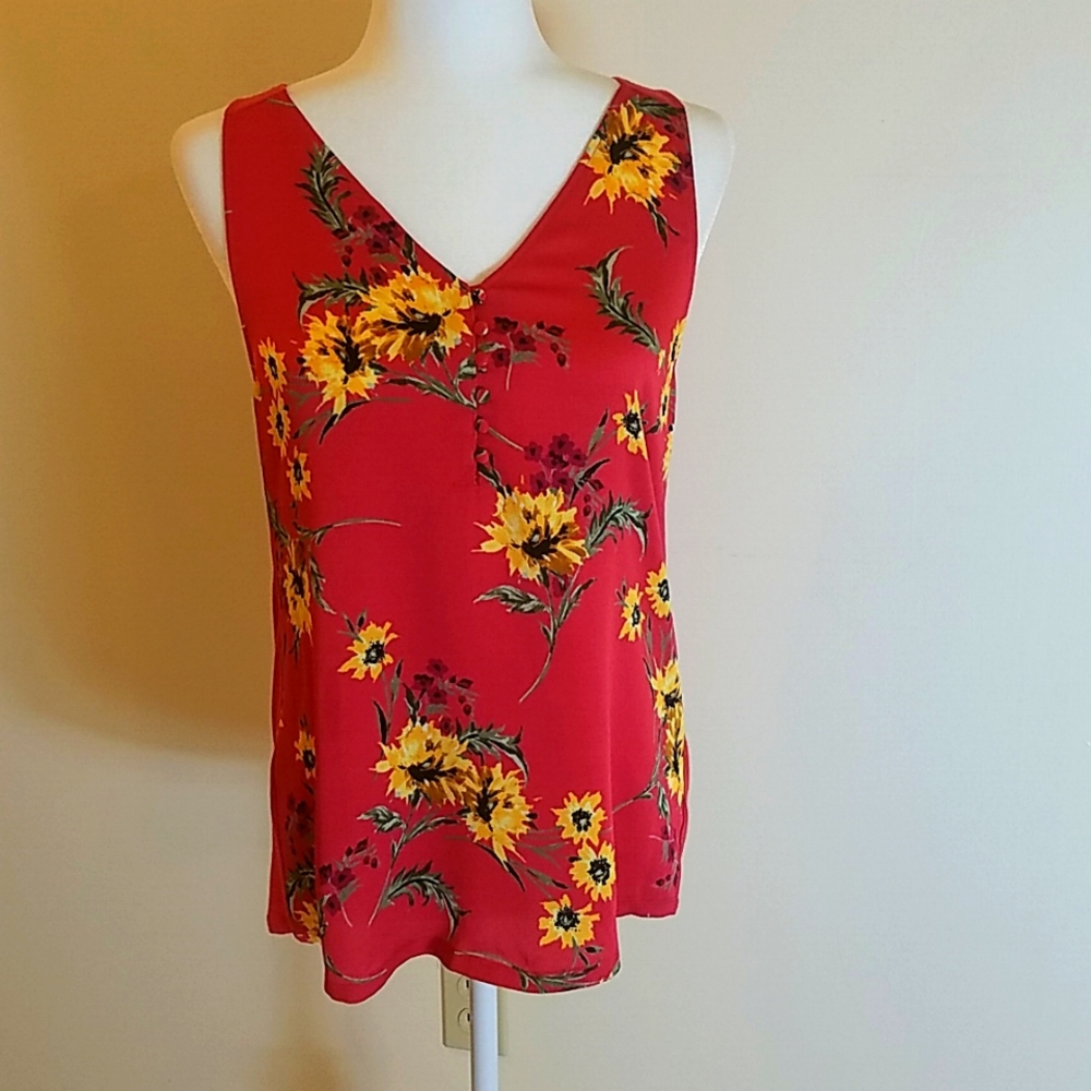 Express red sunflower print sleeveless